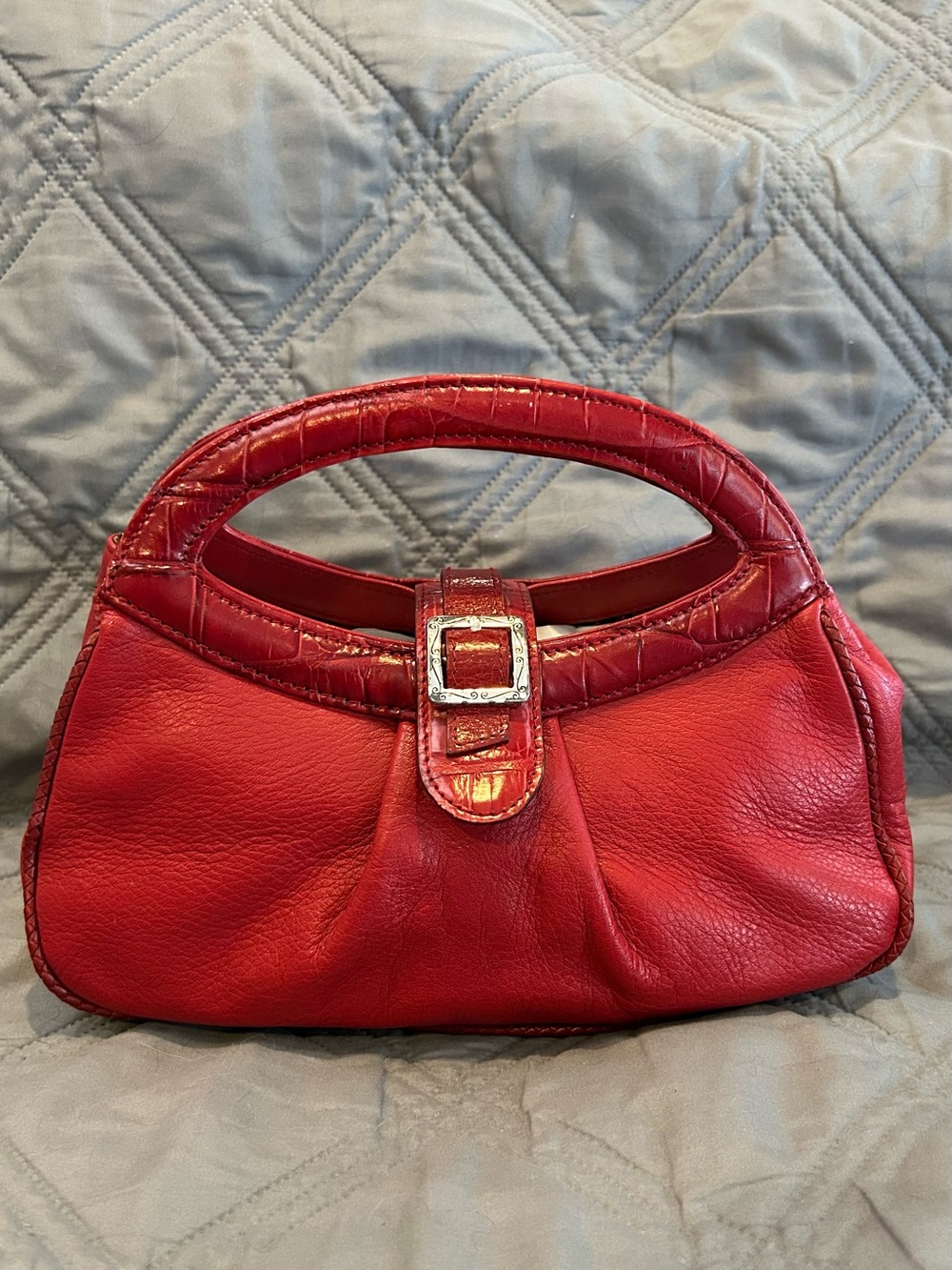 Brighton One World Red Leather Mini Top-Handle Bag